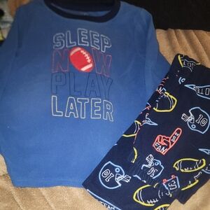 Blue Kids Pajamas Set with Football Print